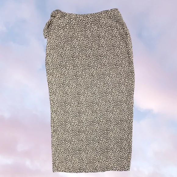 Vtg Patricia Jones USA Leopard Cheetah Print Long Maxi Wrap Tulip Skirt Sz 2P - Picture 2 of 4